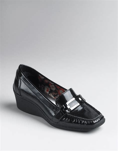 anne klein loafers black|anne klein black patent loafers.